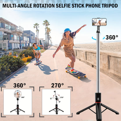 66" Portable Tripod for iPhone and Android - Phone Stand with Remote for Video Recording, Compatible with iPhone 15/14/13, Ideal for Travel