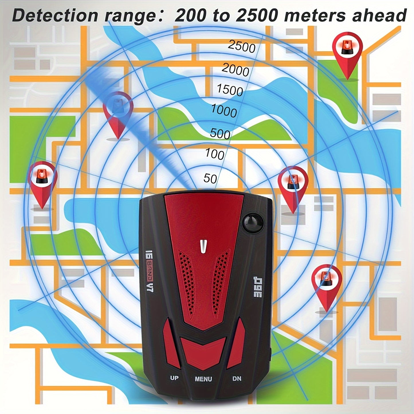 16-Band 360° Advanced Anti-GPS Camera LIDAR Detector - Car GPS Detector with Voice Alarm, Real-Time Threat Alerts, Enhanced Safety Features for Secure Driving