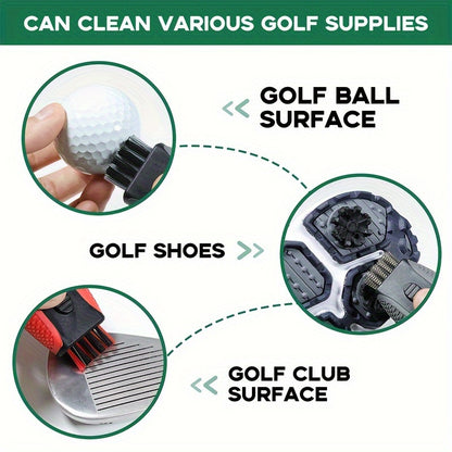 Retractable Pocket Golf Club Cleaning Brush – Dual-Sided Wire Brush Groove Cleaner, Essential Golf Accessory