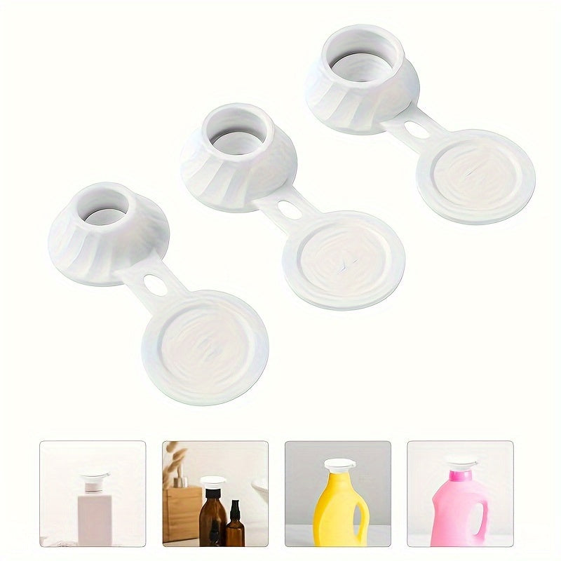 Vertical Bottle Stand Cap Set – Leak-Proof Flip-Top Dispenser Lids for Shampoo, Conditioner, Shower Gel, 3-Pack, Kitchen and Bathroom Accessory