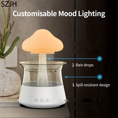 Compact Zen Rain Cloud Aromatherapy Diffuser – Quiet, USB-Powered Mood Enhancer with Nightlight and Atomization – Perfect for Serene Sleep