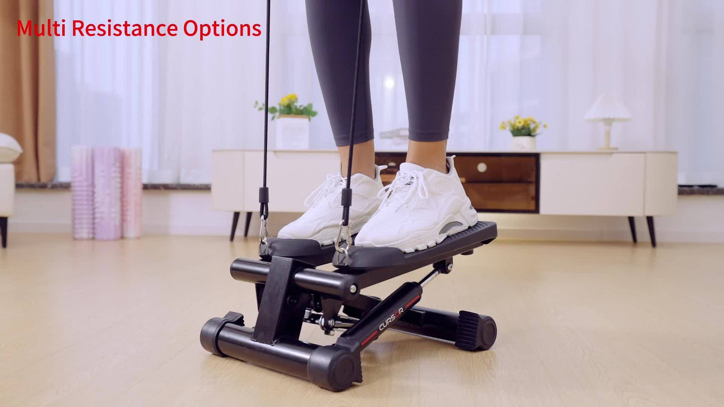 Compact Pro Fitness Stepper - Adjustable Height, Resistance Bands, Full Body Cardio Workout Machine for Fat Burning and Toning - 300LB Max Load, Space-Saving Home Exercise Equipment