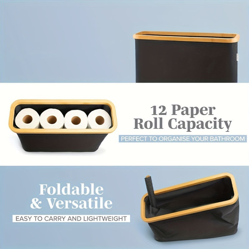 12 Roll Capacity Bamboo Toilet Paper Holder - Spacious, Breathable, and Lightweight Bathroom Organizer