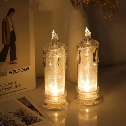 2/3pcs LED Flameless Candle Set - Realistic Flickering Effect, Battery-Operated, Columnar Design - Perfect for Halloween, Family Gatherings, Candlelight Dinners, Weddings, Birthdays, Ambient Lighting