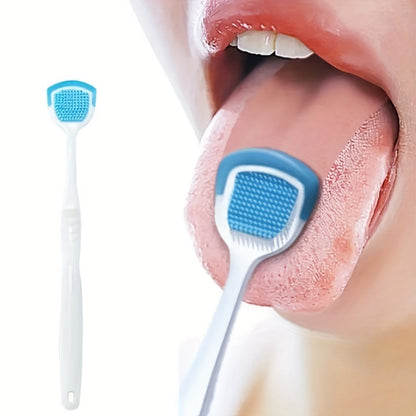 Soft and Gentle Tongue Cleaner Brush for Adults - Comfort Grip Handle, Soft Silicone Bristles, Plaque Remover for Fresh Breath and Healthy Gums