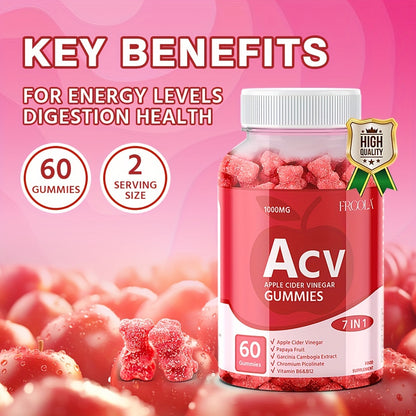 Keto ACV Gummies - 120,000mg, with Apple, Papaya, Garcinia Cambogia, Pomegranate and Lemon, Suitable for Men and Women, 60/120 Pills