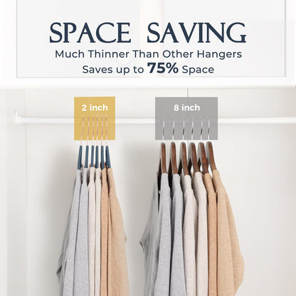 20/30/60 Pack Velvet Hangers - Premium Non-Slip Felt Hangers with Sturdy Black/White Finish - Heavy Duty Coat and Suit Hangers with Space-Saving 360° Rotating Rose Gold/Galvanized Metal Hook