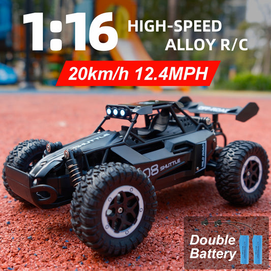 2.4G Double Battery 1:16 Alloy RC Car – High-Speed Up to 20 Km/h, All-Terrain Off-Road Capability, Remote Control – Ideal Electric Toy Car for Halloween and Christmas Gifts