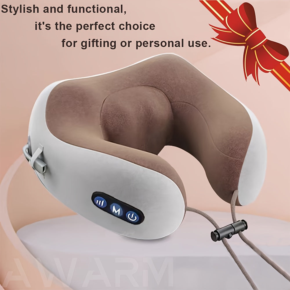 Electric Neck Massager – U-Shaped Pillow with Heat & Memory Sponge – Deep Tissue Kneading for Cervical Relief – Ideal for Travel, Office, and Home – Great Holiday and Mother's Day Gift