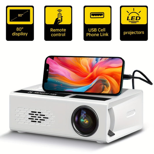 Home Theater Mini HD Projector - 2800 Lumens, 1080P Supported, Multi-Interface Connectivity (HDMI/AV/USB/SD Card) - Compact and Portable for Smartphone Connection