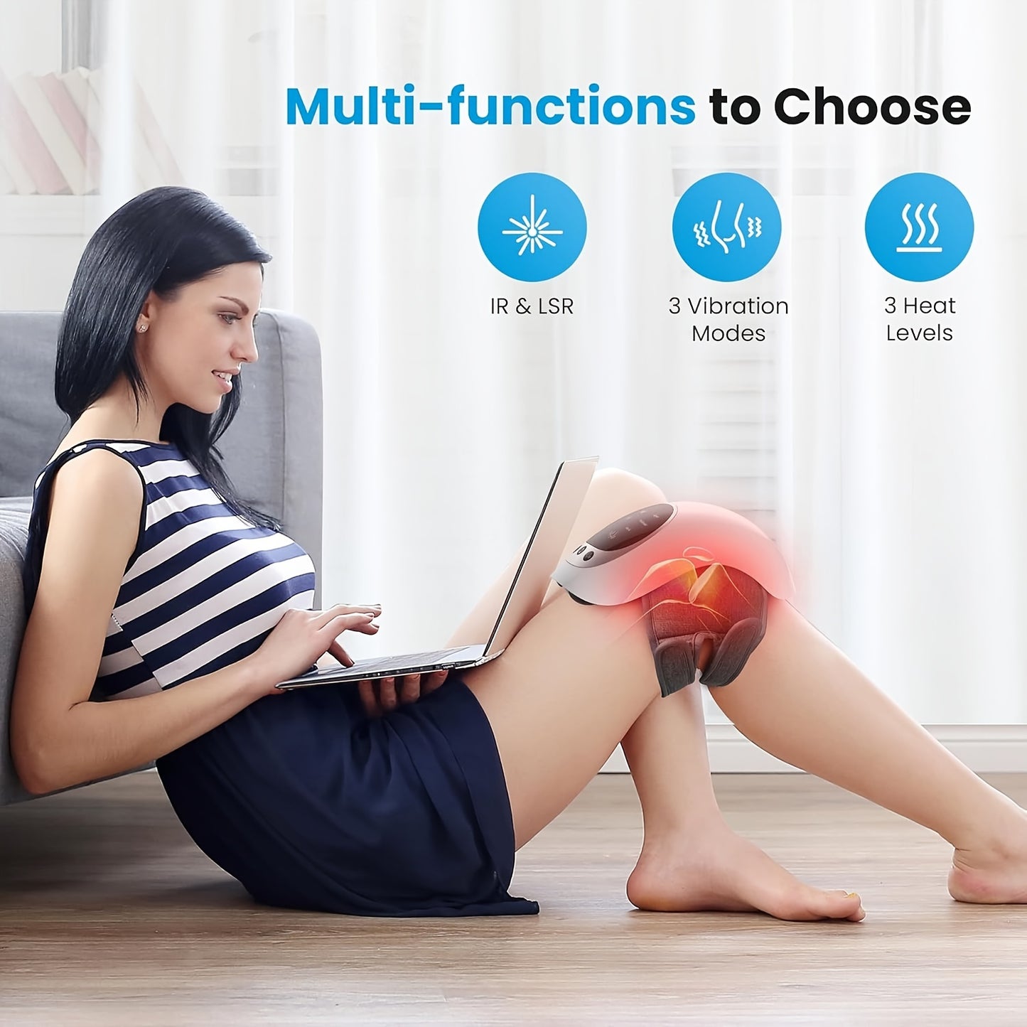 Cordless Multi-Function Knee Massager – Electric Massager with Heating, Vibration, and Multi-Function Screen for Comforting Massage and Relaxation