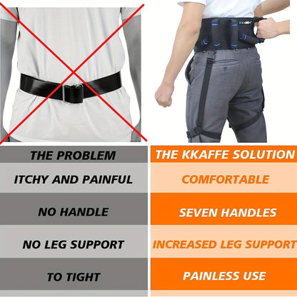 Upgraded Gait Belt with 7 Rubber Handles - Ideal Transfer Belt for Seniors and Elderly