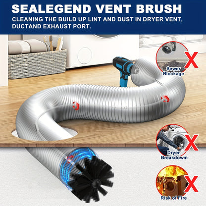 30 Feet Dryer Vent Cleaner Kit - Lint Remover with Synthetic Brush Head, Extends Up to 30 Feet for Fireplace and Chimney Cleaning