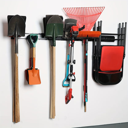 Garage Tool Organizer Wall Mount - Heavy-Duty Shovel and Rake Hanger, Industrial Steel Tool Rack Holds 250 lbs for Garage Storage