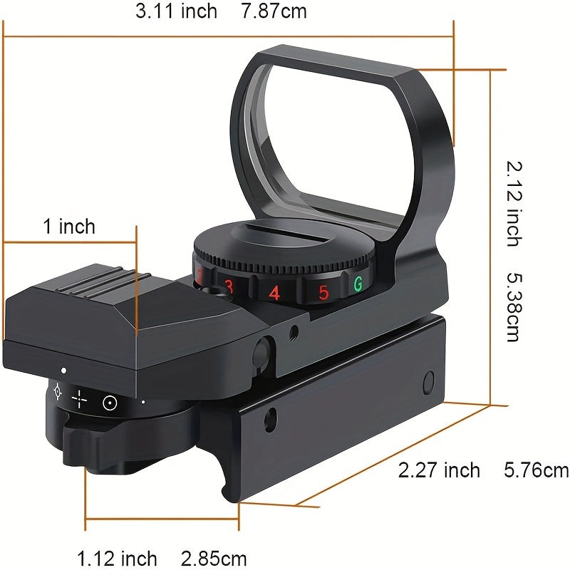 4 Style Adjustable Reflex Sight - Dual Color Red/Green Reticle, Parallax-Free, Wide Field of View, Durable for Rifles and Shotguns