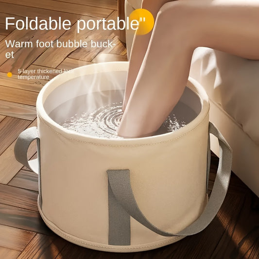 Portable Folding Foot Soak Bath Tub with Heat Preservation – Multifunctional Deep Basin, Aluminum Film Insulated, Unscented, Cordless Foot Spa Bucket