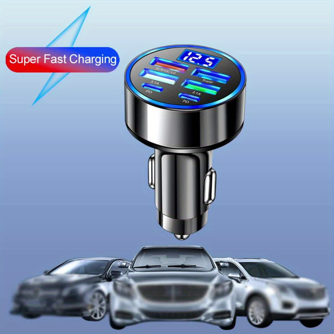 XJDR Multi-Port 2PD 4USB Car Charger - Fast Charging PD QC3.0 USB-C Adapter for In-Car Phone Charging