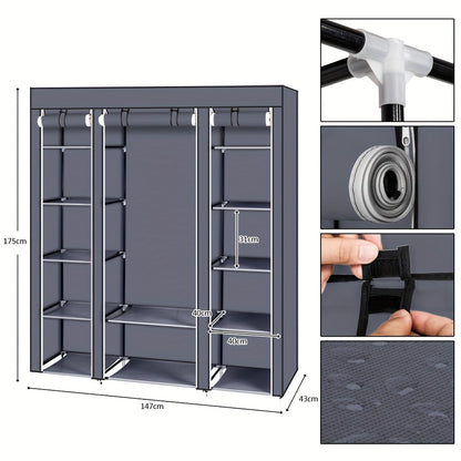 69" Extra-Large Portable Closet Organizer – Quick Assembly, Non-Woven Fabric, Strong & Durable, Collapsible for Easy Storage – Ideal for Small Spaces, Bedrooms, Apartments