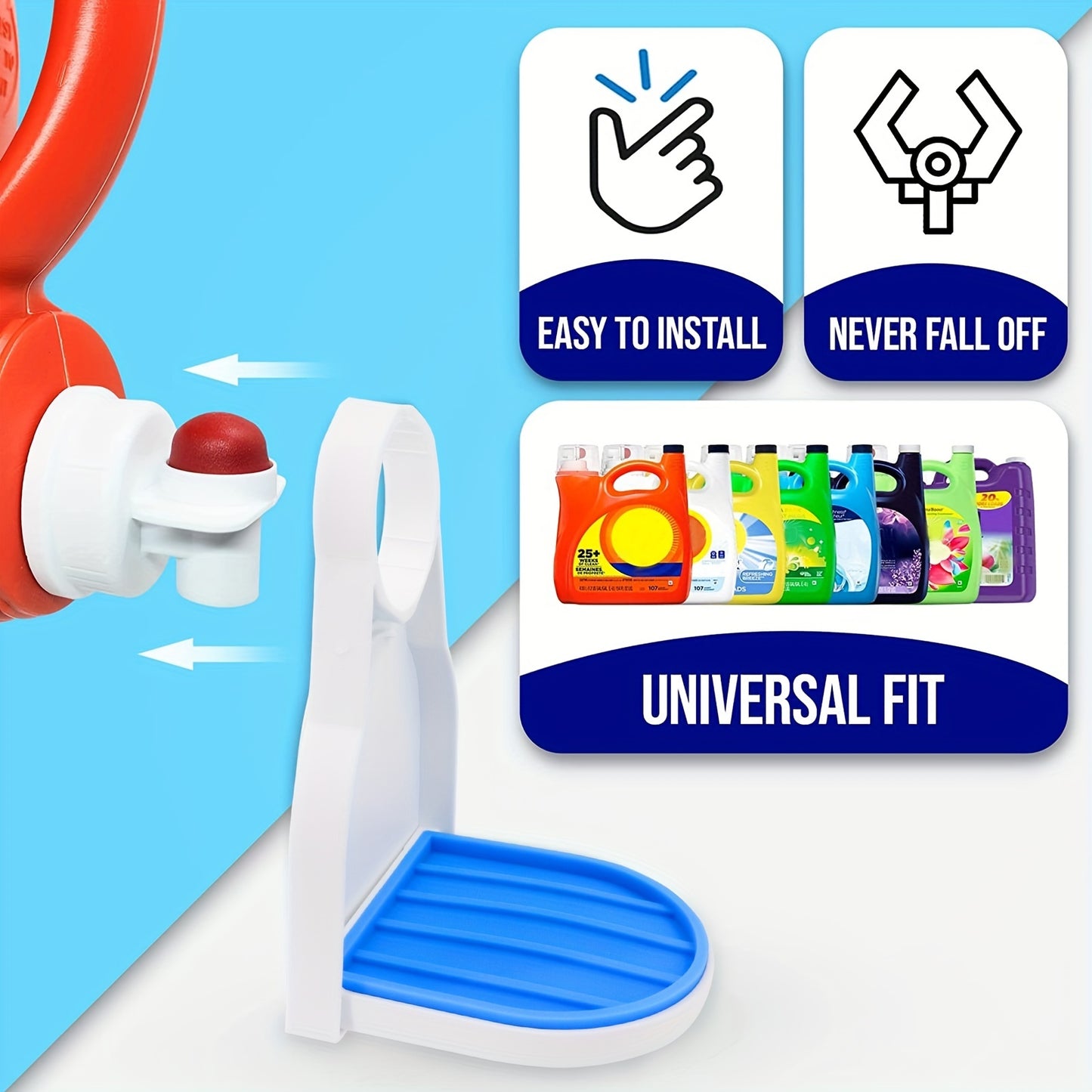 Upgraded Laundry Liquid Cup Holder with Silicone Tray | Convenient Washing Liquid Collector and Drip Tray | No More Impurities or Leaks