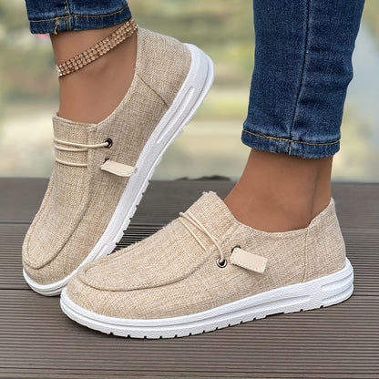 Trendy Solid Color Striped Sneakers – Wear-Resistant, Non-Slip Canvas Shoes – Casual Versatile Low-Cut Slip-On Tennis Shoes