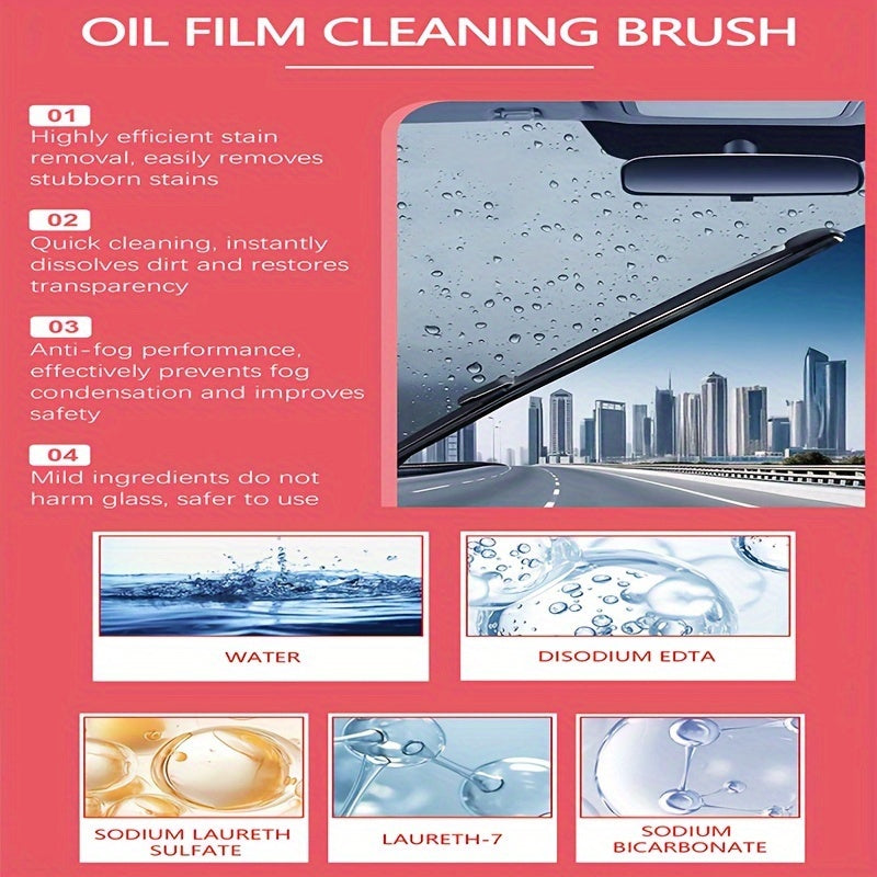 2024 New Windshield Glass Cleaning Brush - Multipurpose Oil and Fog Remover | Strong Coating for Rain-Resistant Shine