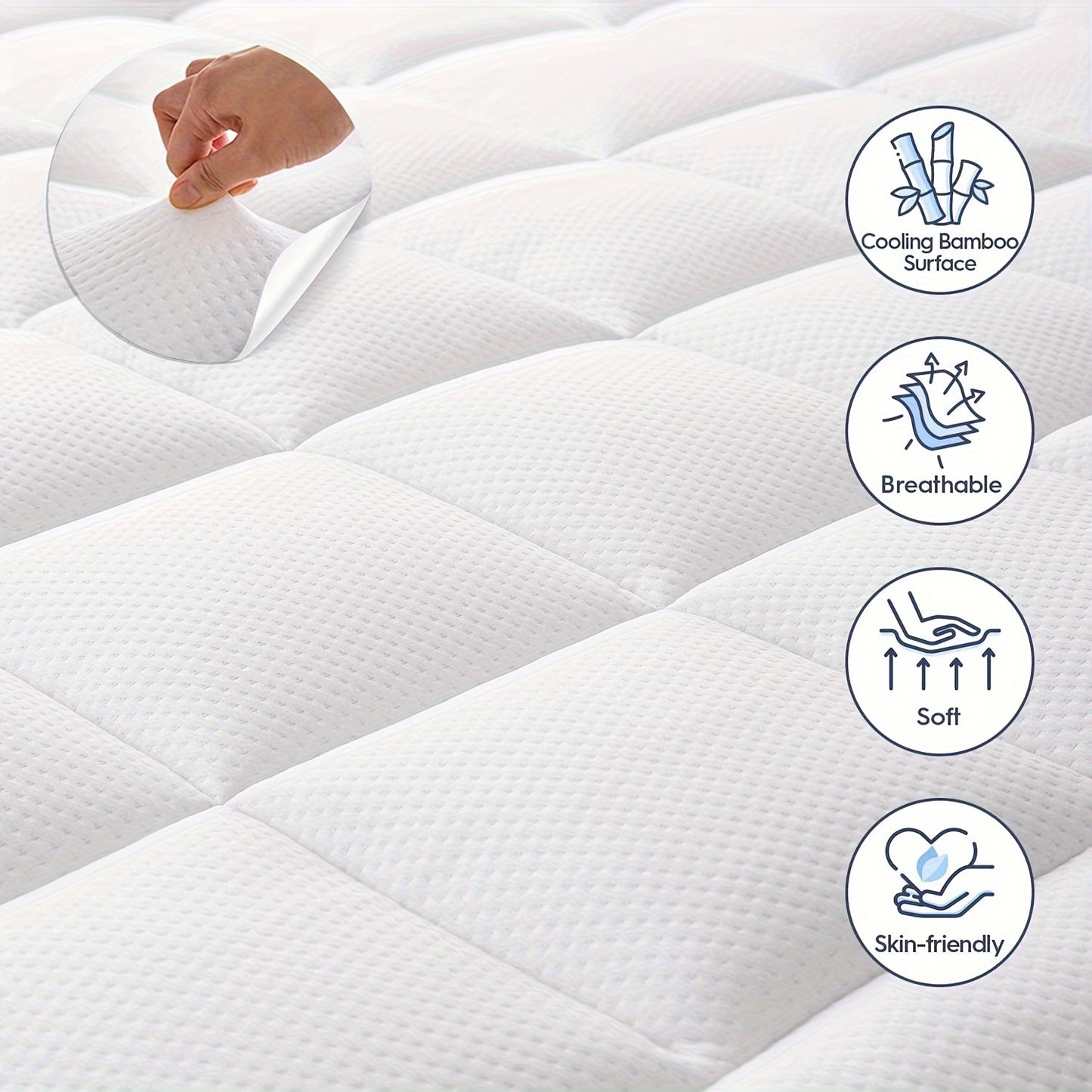 3 Inch Luxury Mattress Topper – Dual Layer Cooling Gel Memory Foam, Soft Down Alternative Pillowtop, Breathable Bamboo Cover for Pressure Relief and Ultimate Comfort