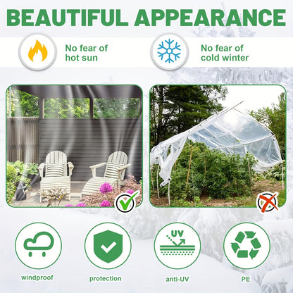 Clear Waterproof Tarp with Seal Ring – Rainproof Outdoor Garden Cover for Patio, Chicken Coop, Porch Canopy, and Camping