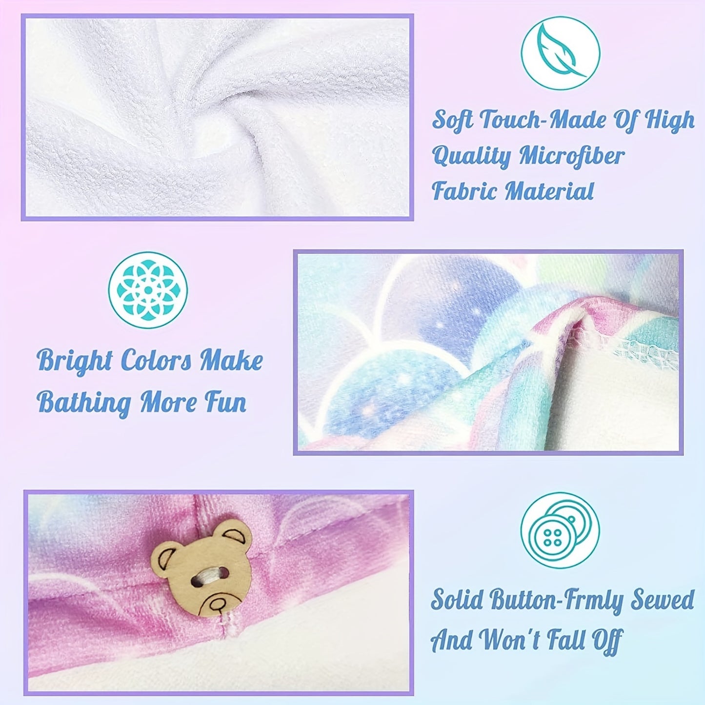 Cute Geometric Hair Wrap Towel for Girls - Quick-Drying Microfiber Turban, Super Soft and Absorbent, Suitable for Long and Short Hair