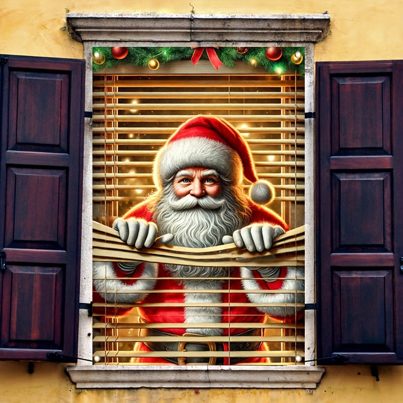 HEGO Polyester Santa Window Cover - Festive Door Banner for Christmas & New Year, Multipurpose Home & Outdoor Decoration, No Electricity Required