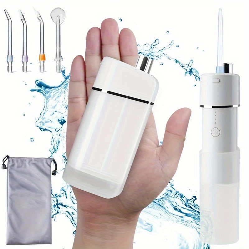 Portable Cordless Water Flosser – Telescopic Oral Irrigator with Travel Bag, IPX7 Waterproof, White