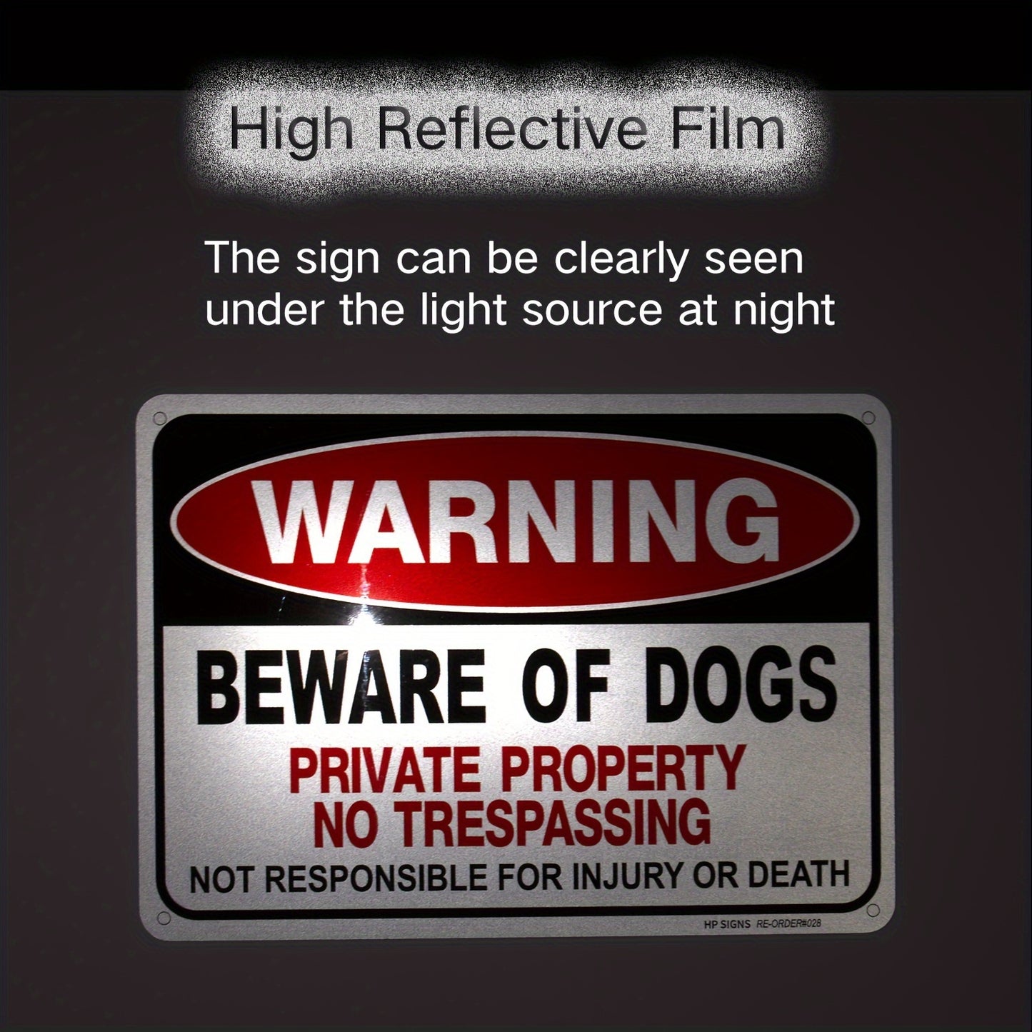 2 Pack Beware of Dog Signs - 10x7" Aluminum Warning Signs with High Reflective Film for Private Property & Driveways - Not Responsible for Injury or Death Alert