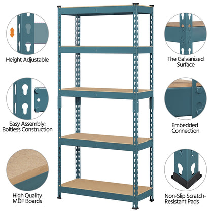 Costoffs 5-Tier Boltless Utility Shelves – 60in Multi-Tier Storage Rack for Warehouse, Store, and Home Organization