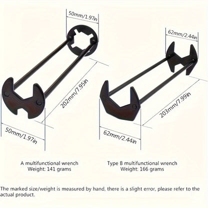 Multifunctional Metal Wrench for Bathroom Faucet and Sink Installation - Universal Repair Socket Tool with Quadruple Claw Design - Easy Twist Plumber's Wrench for Valve Removal and Tightening