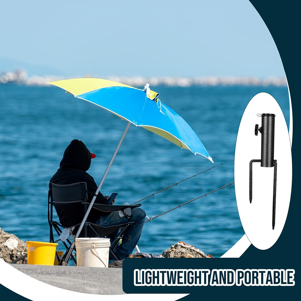 Heavy-Duty Adjustable Metal Umbrella Stand Holder - Sturdy Spiral Ground Anchor for Flags, Umbrellas, Fishing Rods; Ideal for Outdoor, Park and Beach Use, Portable, Weather-Resistant, Easy to Install