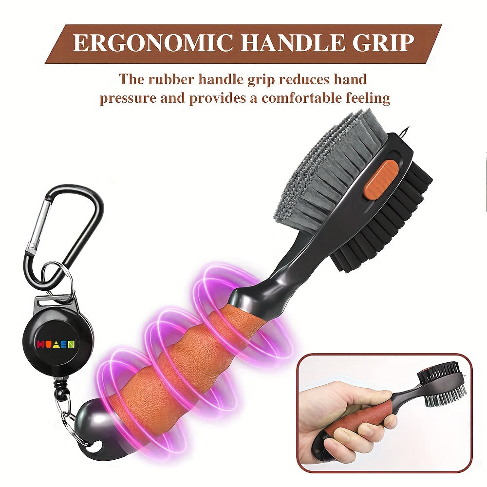 Magnetic Golf Club Cleaning Brush and Groove Cleaner with Keychain - Essential Golf Accessory