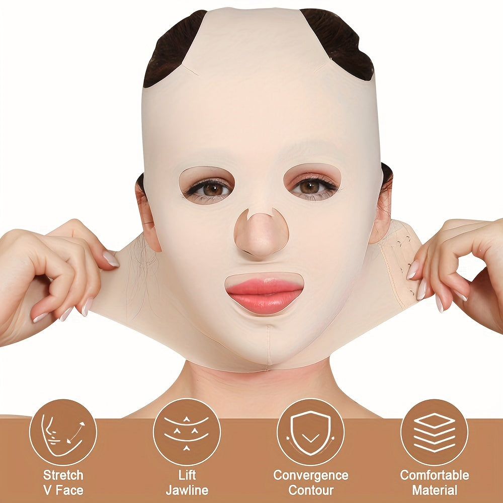 Facial Lifting Mask - Full Coverage V-Line Belt, Reusable Double Chin Care, Ultra-Thin and Comfortable Beauty Bandage for Summer