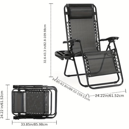 Set of 2 Zero Gravity Lounge Chairs – Ergonomic Adjustable Lying Angle with Sturdy Steel and Mesh Support