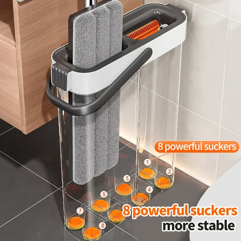 Joybos Flat Floor Mop and Bucket Set – Stainless Steel Handle, Dual-Action Wet & Dry Mopping, Space-Saving Design, Multipurpose Home Cleaning for Living Room, Bedroom, Bathroom, Kitchen