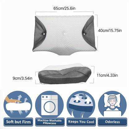 Memory Foam Pillow for Side Sleepers - Cervical Pillow for Relaxation and Sleep Apnea, CPAP Pillow to Reduce Air Leak, Hose Tangle, and Mask Pressure