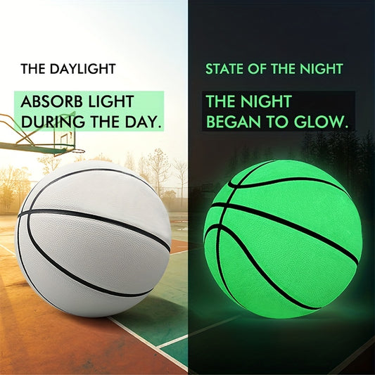 Glow-in-the-Dark Basketball Size 7 - PU Leather Indoor/Outdoor Ball with Superior Grip and Bounce, Ideal for Men and Women, Nighttime Play Gift