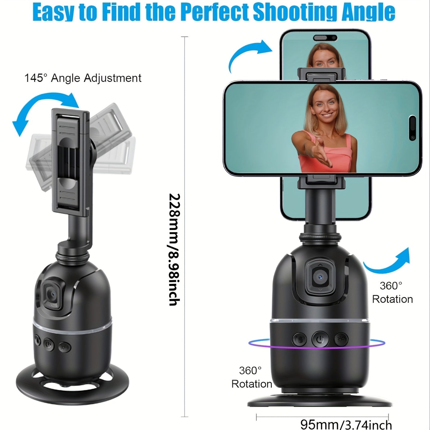 360° Gimbal Camera Stabilizer - Advanced Automatic Object Tracking, Intelligent Anti-Shake, Portable for Live Streaming, Multi-Functional Mobile Phone Stabilizer and Versatile Selfie Stick - Latest Technology