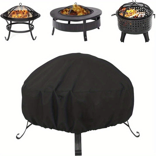 Heavy-Duty Round Fire Pit Cover - Premium Polyester with Drawstring Closure, Wind-Resistant and UV Protected, Tear-Resistant