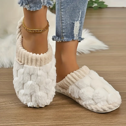 Cozy Winter Fuzzy Slippers – Soft, Warm Closed-Toe Shoes for Indoor Use – Plush Slip-On Design with Gentle Grip Sole