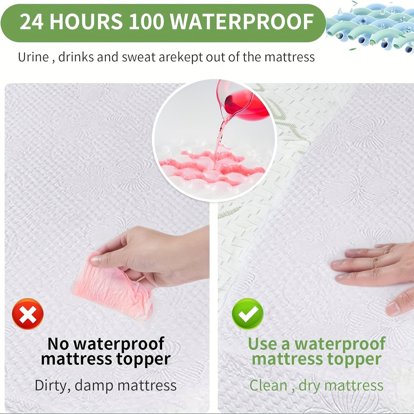 OBOEY 1000GSM Mattress Topper with Pillow Protector - Waterproof, Cooling, Extra Thick, Breathable Pad Cover with Side Pocket, Fits 8-21 Inch Deep Mattresses