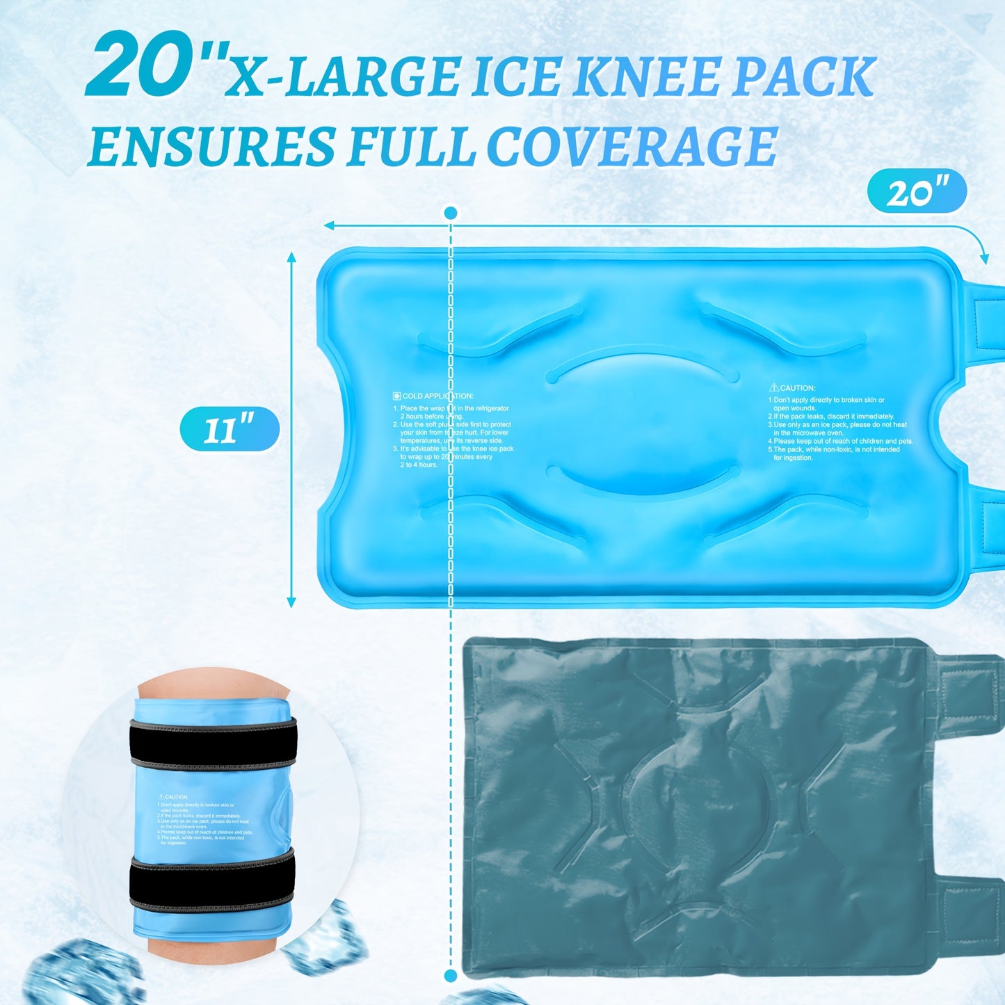 20'' XXXL Extra Large Knee Ice Pack Wrap - Reusable Cold Pack for Post-Surgery Recovery, Soft Gel Ice Bag for Injuries and Swelling, Cold Therapy Aid, 1 Pack