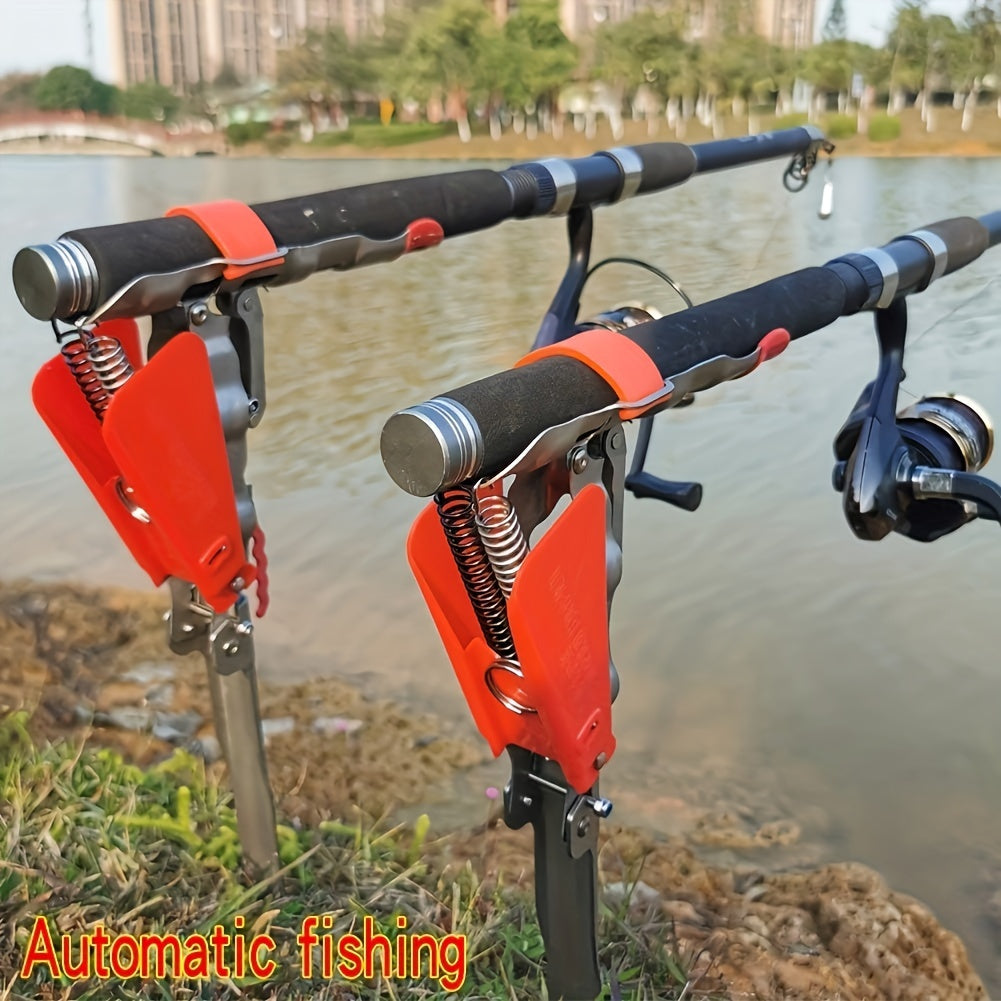 HUAPUDA Fishing Rod Holder - Smart Automatic Tip-Up Hook with Adjustable, Easy-Fold Design - Stable Ground Support for Effortless Fishing