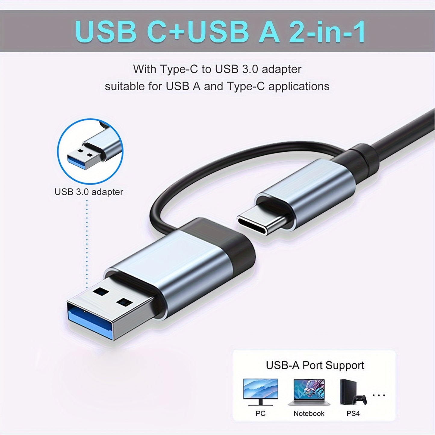 FPOZUO USB 3.0 and USB-C Hub Adapter with SD/TF Card Reader - 5Gbps Data Transfer, Aluminum Alloy Expansion Dock for Laptops, USB 2.0, TF, SD, 3.5mm Interfaces