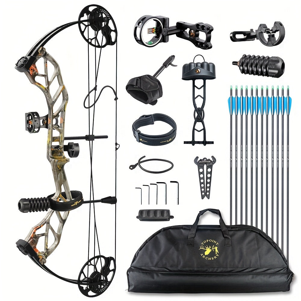 GRwolf Compound Bow Set – Hunting & Archery Kit with Accessories – 19-30" Draw Length, 19-70 Lbs Draw Weight, Up to IBO 320 FPS – No Bow Press Needed – USA-Made Bow Limbs