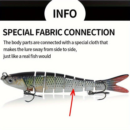 3pcs 10cm/10g Lifelike Sinking Fishing Lures – Multi-Section Bionic Baits with 2 Treble Hooks – Durable ABS Plastic, Realistic Swimming Action for Better Catch