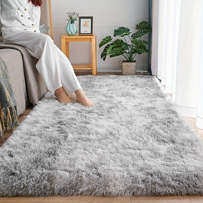 Fluffy Area Rug for Bedroom – Soft, Fuzzy Shaggy Carpet with Non-Slip Bottom – Light Grey Rug for Living Room